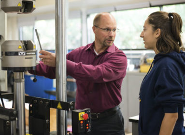 Dean Matthew Werner and student in Haeberle Lab