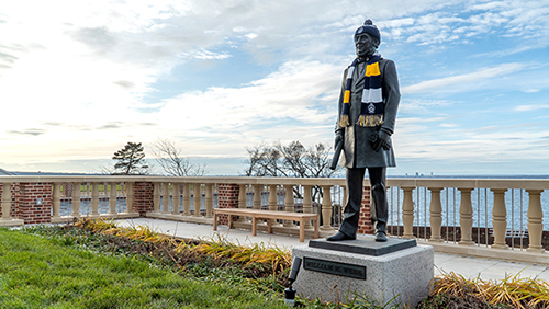 William H Webb Statue in Winter