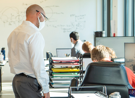 Dean Werner in the freshman classroom