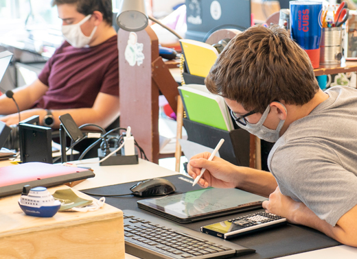 Students working in the classroom